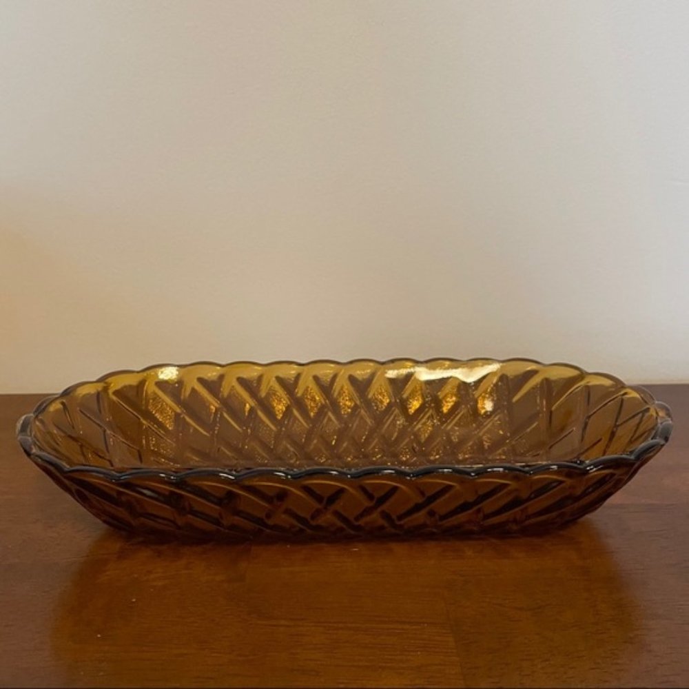 Indiana Glass Amber Relish Dish